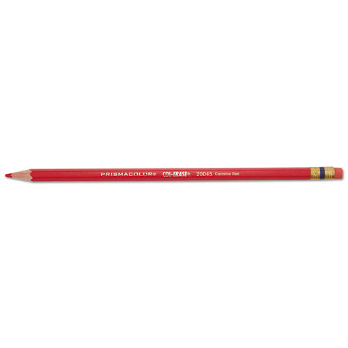 Image of Prismacolor® 20045 Col-Erase Pencil with Eraser, 0.7 mm, 2B, Carmine Red Lead, Carmine Red Barrel, Dozen