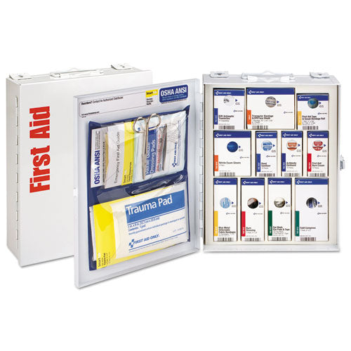 Image of First Aid Only 90658-021 ANSI 2015 SmartCompliance Food Service First Aid Cabinet for 25 People, without Medication, 94 Pieces, Metal Case