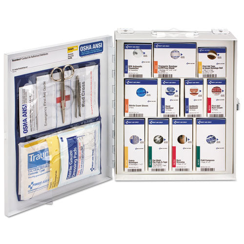 Image of First Aid Only FAO90578021 ANSI 2021 SmartCompliance General Business First Aid Station for 25 People, without Medication, 94 Pieces, Metal Case