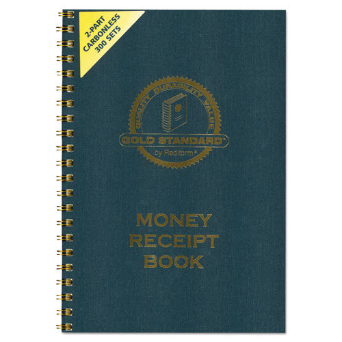 Image of Rediform® 8L810 Gold Standard Money Receipt Book, Two-Part Carbonless, 7 x 2.75, 4 Forms/Sheet, 300 Forms Total