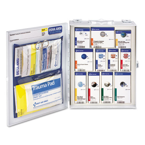 Image of First Aid Only 90658-021 ANSI 2015 SmartCompliance Food Service First Aid Cabinet for 25 People, without Medication, 94 Pieces, Metal Case