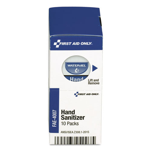 Image of First Aid Only FAE-4007 Gel Hand Sanitizer Packets For Smartcompliance First Aid Kits, 0.9 G, Clean Scent, 10/box