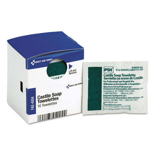 Image of First Aid Only FAE-4004 Smartcompliance Castile Soap Towelettes, 10/box