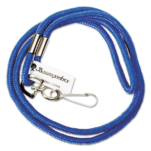 Image of SICURIX® BAU68903 Rope Lanyard, Metal Hook Fastener, 36" Long, Nylon, Blue