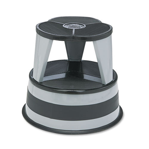 Image of Cramer® 100182 Kik-Step Steel Step Stool, 2-Step, 350 lb Capacity, 16" Diameter x 14.25"h, Slate