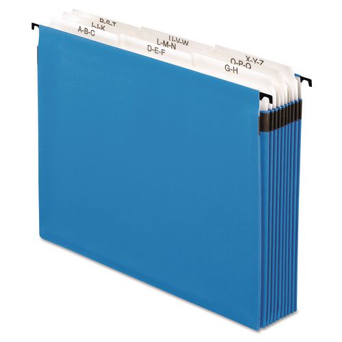 Image of Pendaflex® 59225 SureHook Nine-Section Hanging Folder, 9 Sections, 5.25" Capacity, Letter Size, 1/5-Cut Tabs, Blue
