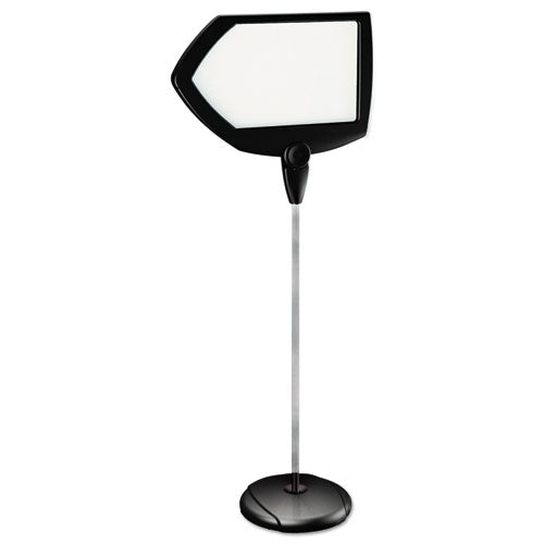 Image of MasterVision® SIG01010101 Magnetic Dry Erase Floor Stand Signs, White 25" x 17" Arrow Surface, Black/Silver Frame, 25" x 10" x 38" to 63"