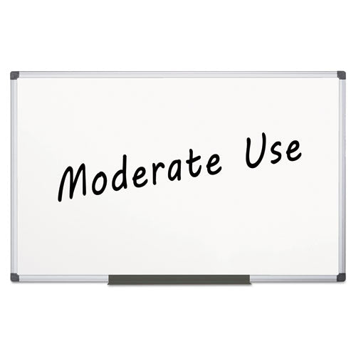 Image of MasterVision® MA2112170MV Value Melamine Dry Erase Board, 48" x 96", White Surface, Satin Aluminum Frame