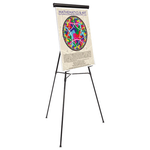 Image of MasterVision® FLX05101MV Heavy-Duty Telescoping Tripod Display Easel, 38" to 69" Tall, Metal, Black, Supports Up to 45 lb