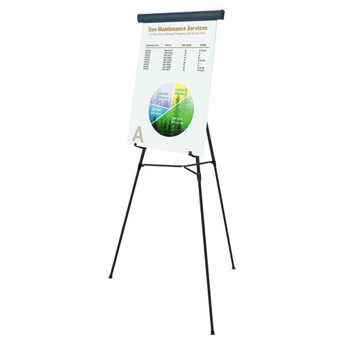 Image of MasterVision® FLX05101MV Heavy-Duty Telescoping Tripod Display Easel, 38" to 69" Tall, Metal, Black, Supports Up to 45 lb