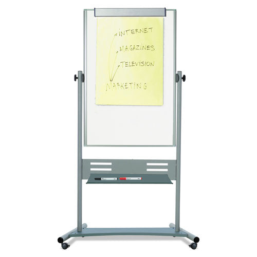Image of MasterVision® QR5203 Revolver Easel, Vertical Orientation, 35.4" x 47.2", White Surface, Satin Aluminum Frame