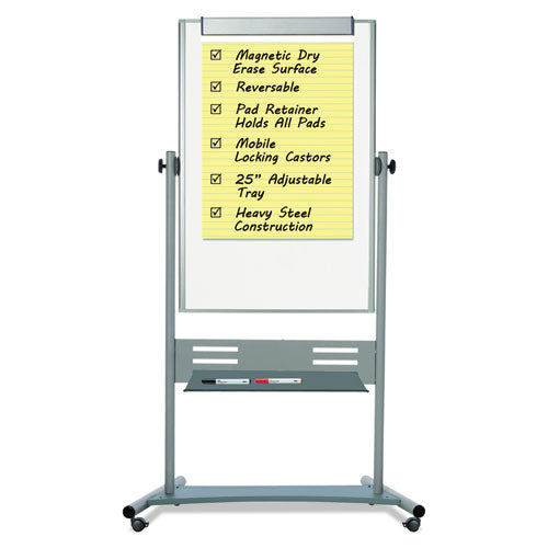 Image of MasterVision® QR5203 Revolver Easel, Vertical Orientation, 35.4" x 47.2", White Surface, Satin Aluminum Frame