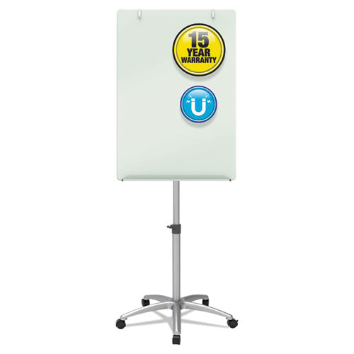 Image of Quartet® ECM32G Infinity Glass Mobile Presentation Easel, 36" x 24", White Surface, Black/Gray Metal/Plastic Frame