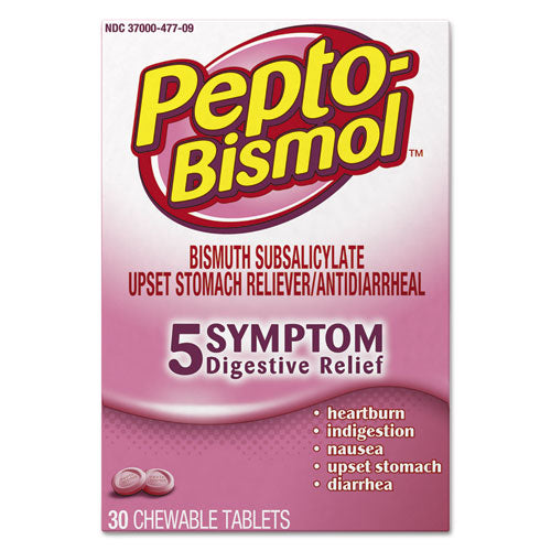 Image of Pepto-Bismol 03977 Chewable Tablets, Original Flavor, 30/box, 24 Box/carton