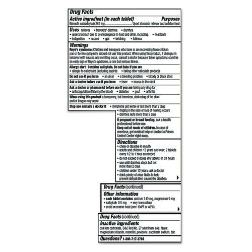 Image of Pepto-Bismol 03977 Chewable Tablets, Original Flavor, 30/box, 24 Box/carton