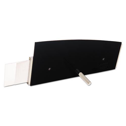 Image of deflecto® 89105 Interior Image Anti-Glare Sign Holder, Landscape, 8.5" x 2" Insert, Black/Silver