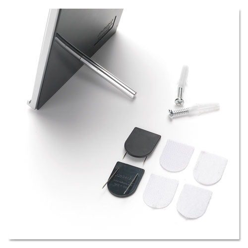 Image of deflecto® 89105 Interior Image Anti-Glare Sign Holder, Landscape, 8.5" x 2" Insert, Black/Silver