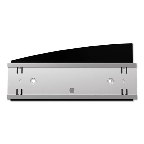 Image of deflecto® 89105 Interior Image Anti-Glare Sign Holder, Landscape, 8.5" x 2" Insert, Black/Silver