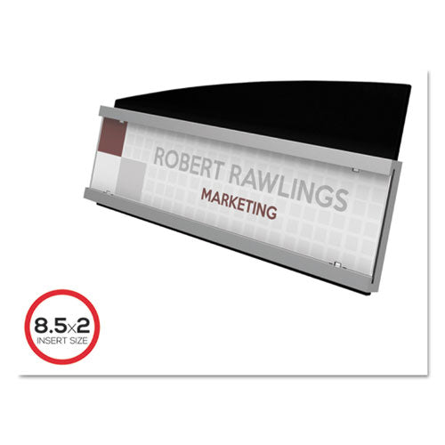 Image of deflecto® 89105 Interior Image Anti-Glare Sign Holder, Landscape, 8.5" x 2" Insert, Black/Silver