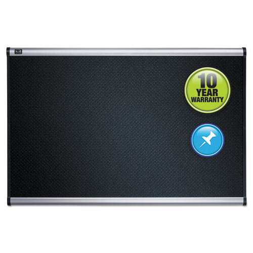 Image of Quartet® B343A Prestige Black Embossed Foam Bulletin Board, 36" x 24", Black Surface, Silver Aluminum/Plastic Frame