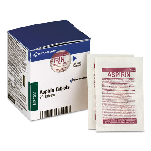 Image of First Aid Only FAE-7004 SmartCompliance Aspirin Refill, 2/Packet, 10 Packets/Box
