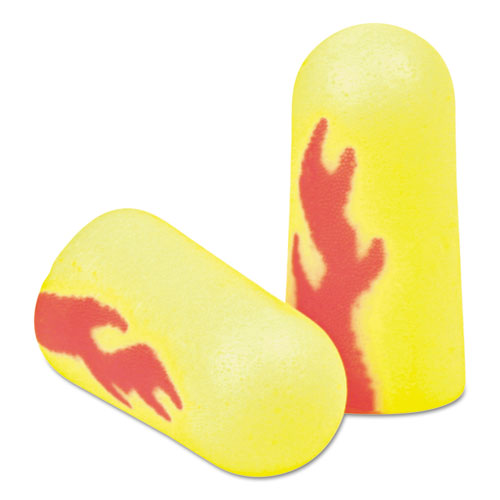 Image of 3M 312-1252 E-A-Rsoft Yellow Neon Blasts Soft Foam Earplugs, 33 dB NRR, One Size Fits Most, Yellow/Red Bullet Plugs, 200 Pairs/Box