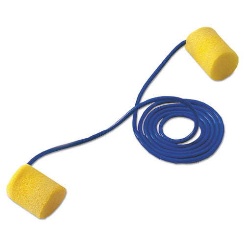 Image of 3M 311-1101 E-A-RClassic Earplugs, Corded, 29 dB NRR, One Size Fits Most, Yellow Cylindrical Plugs, 200 Pairs/Box