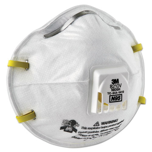 Image of 3M 8210V Particulate Respirator 8210V, N95, Cool Flow Valve, Standard Size, 10/Box
