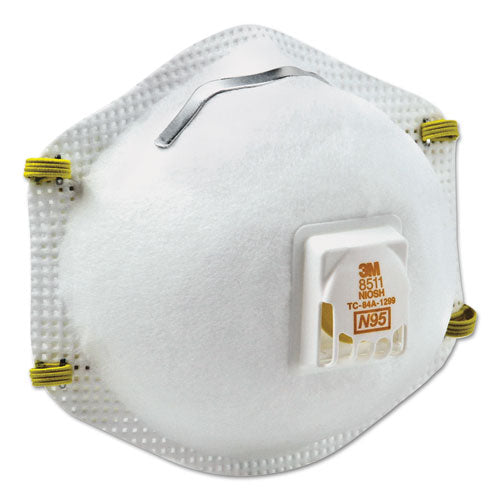 Image of 3M 8511P10-DC Particulate Respirator w/Cool Flow Exhalation Valve, Standard Size, 10/Box