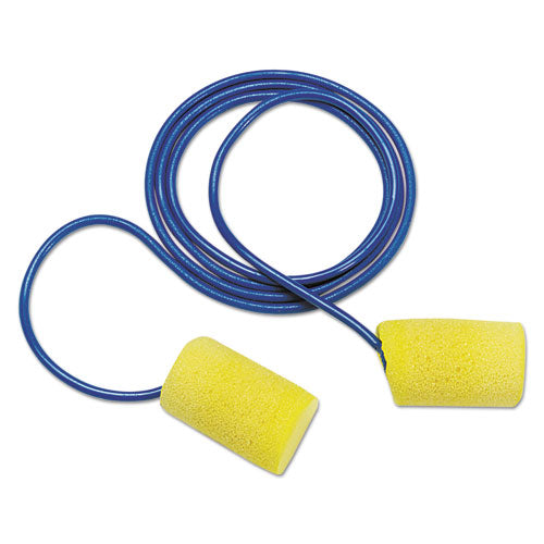 Image of 3M 311-1101 E-A-RClassic Earplugs, Corded, 29 dB NRR, One Size Fits Most, Yellow Cylindrical Plugs, 200 Pairs/Box