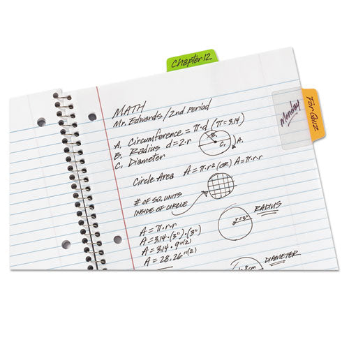 Image of Avery® 74753 Ultra Tabs Repositionable Tabs, Standard: 2" x 1.5", 1/5-Cut, Assorted Neon Colors, 24/Pack