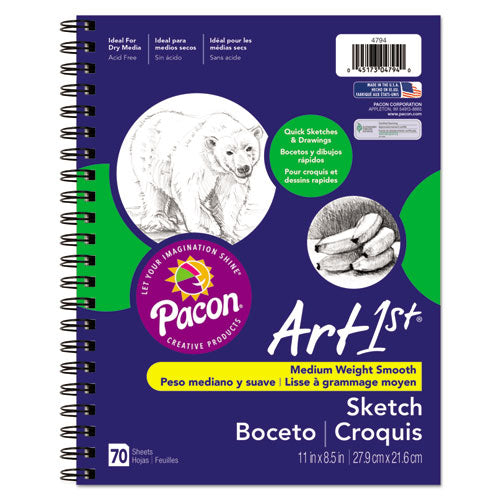 Image of Pacon® P4794 Art1st Sketch Diary, 60 lb Text Paper Stock, Blue Cover, (70) 11 x 8.5 Sheets