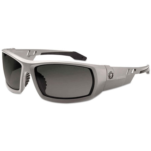 Image of ergodyne® 50133 Skullerz Odin Safety Glasses, Fog-Off Technology, Matte Gray Full Frame, Smoke Dual Lens
