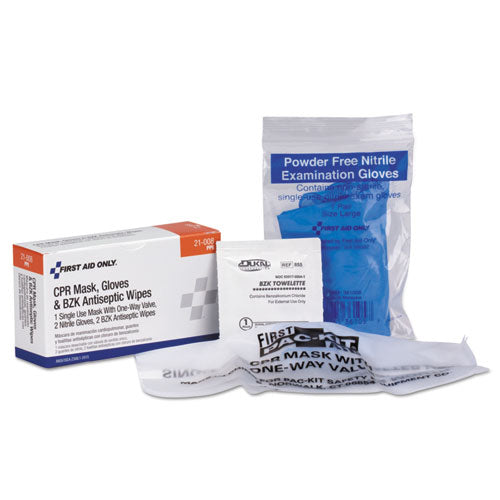 Image of First Aid Only 21-008-001 CPR Mask with (2) Gloves and (2) Wipes, 5 Pieces