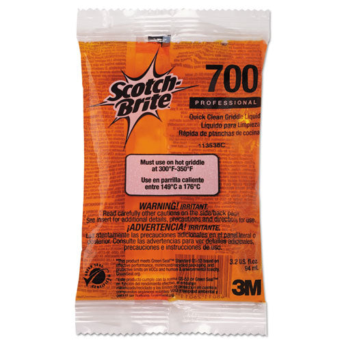 Image of Scotch-Brite PROFESSIONAL Quick Clean Griddle Liquid, 3.2 Oz Packet, 40/carton