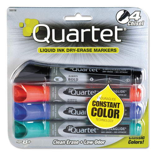 Image of Quartet® 5001MA Enduraglide Dry Erase Marker, Broad Chisel Tip, Assorted Colors, 4/set