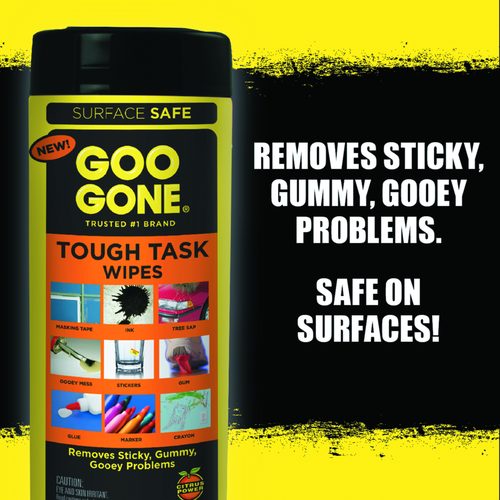 Image of Goo Gone® Clean Up Wipes, 1-Ply, 8 x 7, Citrus Scent, White, 24/Canister, 4 Canisters/Carton