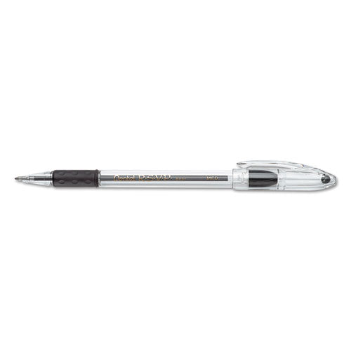 Image of Pentel® BK91-A R.s.v.p. Ballpoint Pen, Stick, Medium 1 Mm, Black Ink, Clear/black Barrel, Dozen