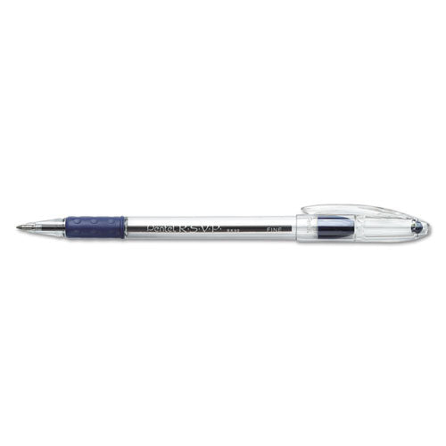 Image of Pentel® BK90-C R.s.v.p. Ballpoint Pen, Stick, Fine 0.7 Mm, Blue Ink, Clear/blue Barrel, Dozen