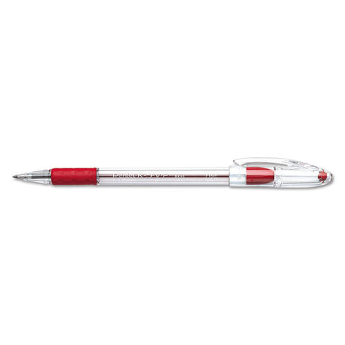 Image of Pentel® BK90-B R.s.v.p. Ballpoint Pen, Stick, Fine 0.7 Mm, Red Ink, Clear/red Barrel, Dozen