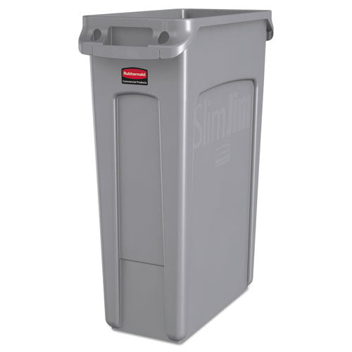 Image of Rubbermaid® Commercial FG354060GRAY Slim Jim with Venting Channels, 23 gal, Plastic, Gray
