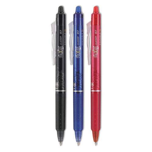 Image of Pilot® 31467 FriXion Clicker Erasable Gel Pen, Retractable, Fine 0.7 mm, Assorted Business Ink and Barrel Colors, 3/Pack