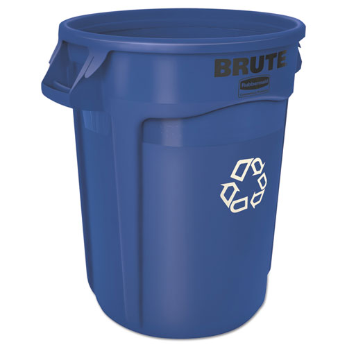 Image of Rubbermaid® Commercial FG263273BLUE Brute Recycling Container, 32 gal, Polyethylene,  Blue