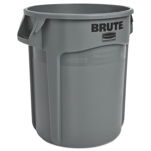 Image of Rubbermaid® Commercial FG262000GRAY Vented Round Brute Container, 20 gal, Plastic, Gray