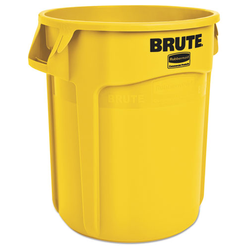 Image of Rubbermaid® Commercial FG262000YEL Vented Round Brute Container, 20 gal, Plastic, Yellow