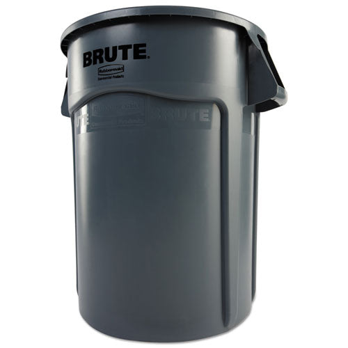 Image of Rubbermaid® Commercial FG264360GRAY Vented Round Brute Container, 44 gal., Plastic, Gray