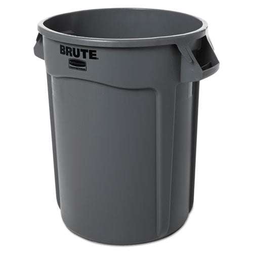 Image of Rubbermaid® Commercial FG263200GRAY Vented Round Brute Container, 32 gal, Plastic, Gray