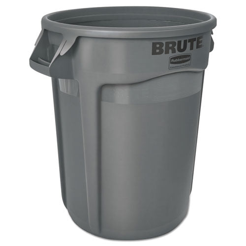 Image of Rubbermaid® Commercial FG263200GRAY Vented Round Brute Container, 32 gal, Plastic, Gray