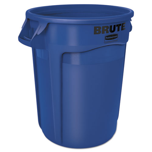 Image of Rubbermaid® Commercial FG263200BLUE Vented Round Brute Container, 32 gal, Plastic, Blue