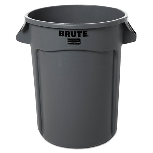 Image of Rubbermaid® Commercial FG263200GRAY Vented Round Brute Container, 32 gal, Plastic, Gray